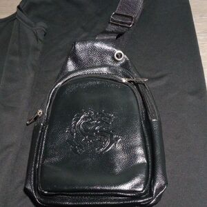Black Leather Sling Bag